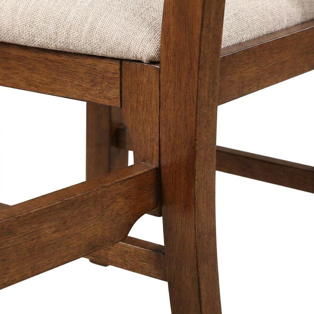 Solid Wood Upholstered Dining Chairs, Brown, Set of 2