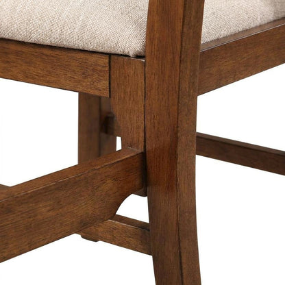 Solid Wood Upholstered Dining Chairs, Brown, Set of 2
