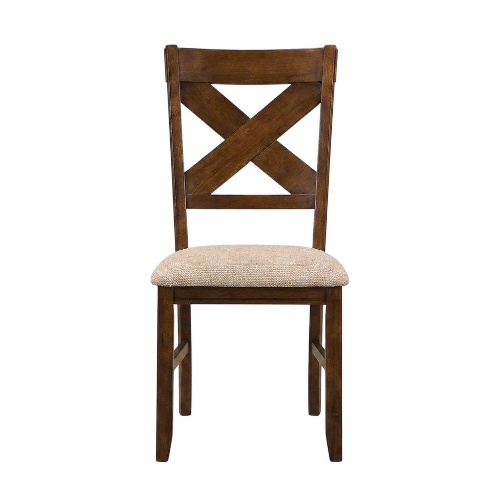 Solid Wood Upholstered Dining Chairs, Brown, Set of 2