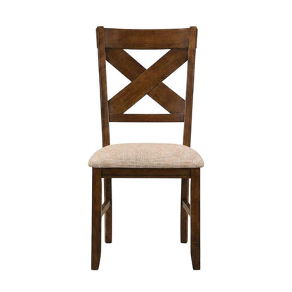 Solid Wood Upholstered Dining Chairs, Brown, Set of 2