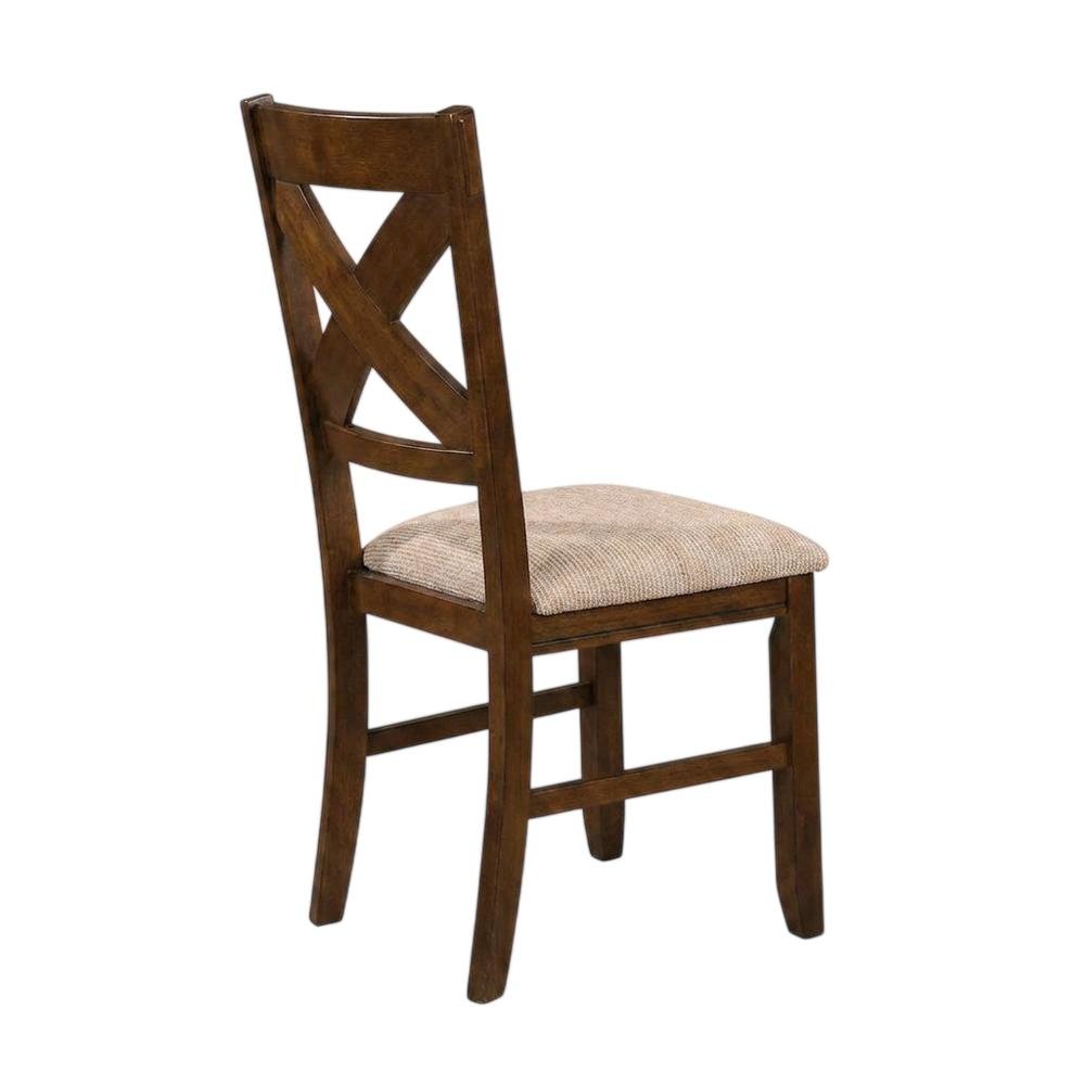 Solid Wood Upholstered Dining Chairs, Brown, Set of 2