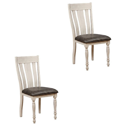 Upholstered Wood Dining Chair with Turned Legs for Dining Room, Beige, Set of 2