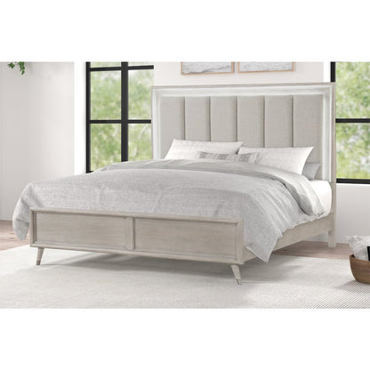 Seluna 4-Piece Bedroom Set with Touch LED Lighting, Gray Oak Finish, King
