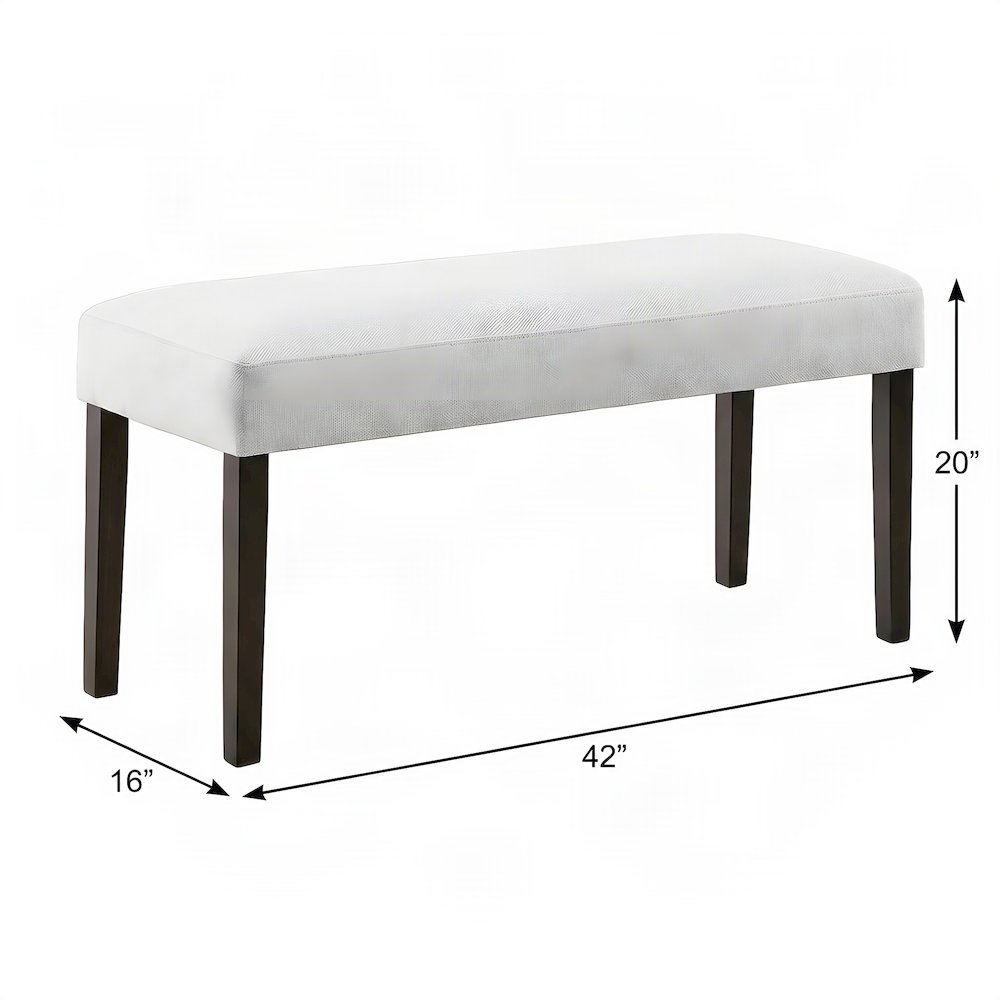 Fabric-Upholstered Dining Bench with Foam-Padded Seat, Indoor, Gray