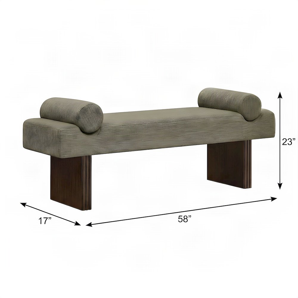 Upholstered Contemporary Bench with Foam Cushion, Bedroom End of Bed, Green