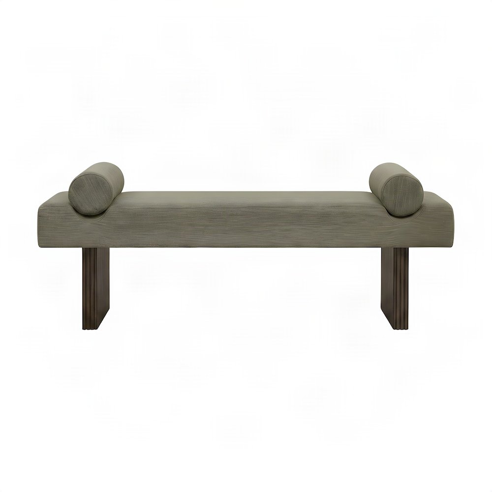 Upholstered Contemporary Bench with Foam Cushion, Bedroom End of Bed, Green