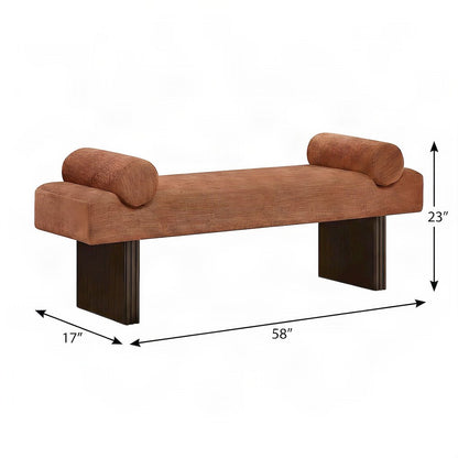 Upholstered Contemporary Bench with Foam Cushion, Bedroom End of Bed, Orange