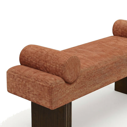 Upholstered Contemporary Bench with Foam Cushion, Bedroom End of Bed, Orange