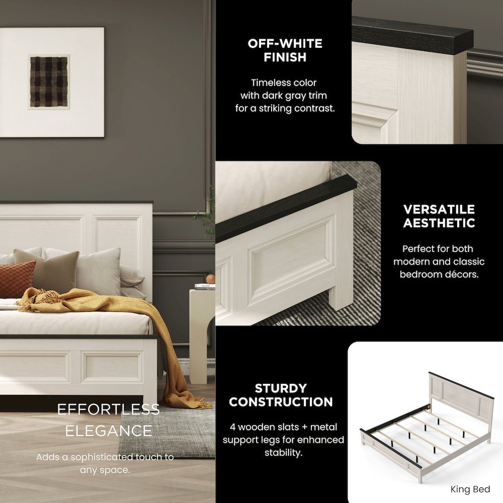 Realynn 4-PC Queen Wood Bedroom Set, Off-White Finish
