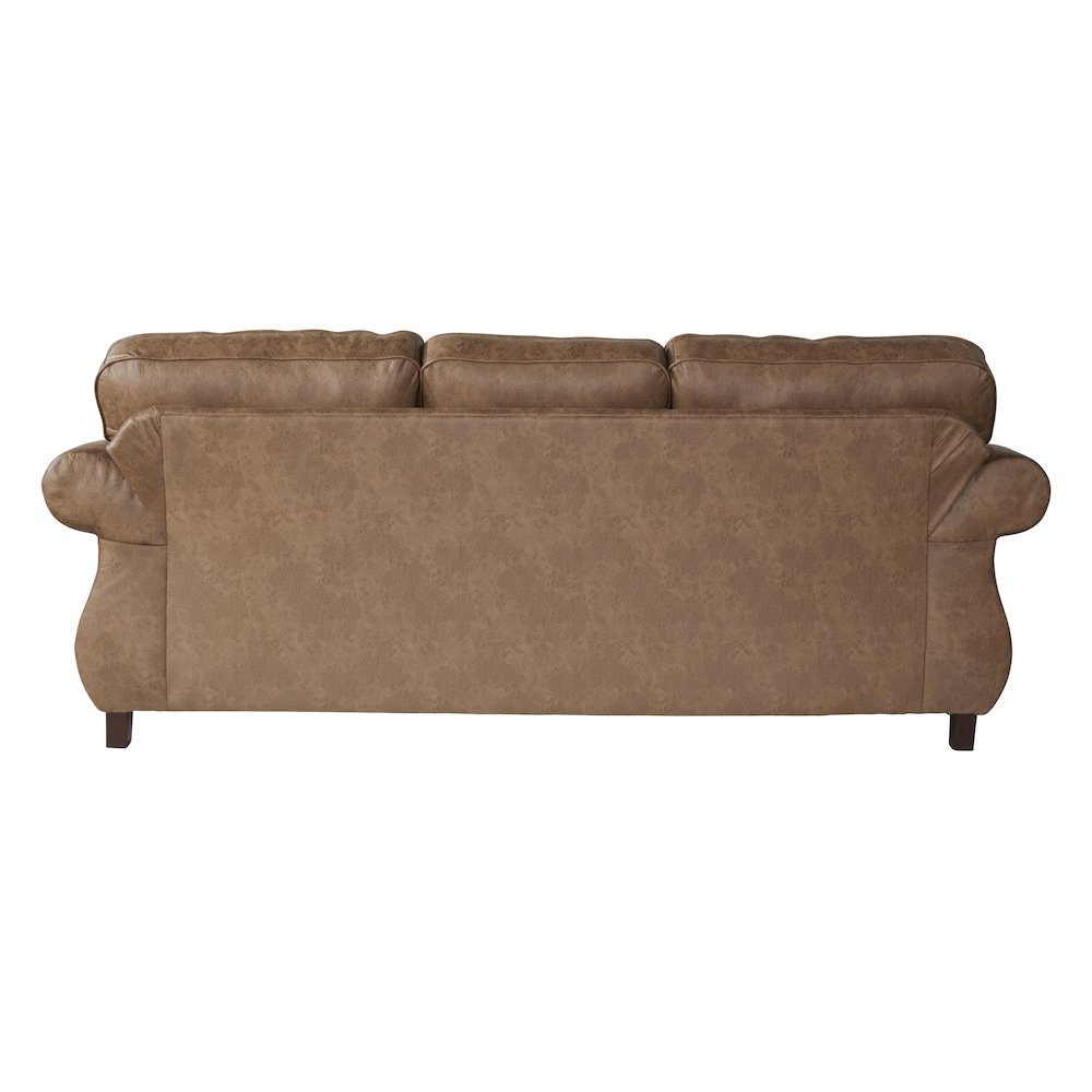 Leinster Faux Leather Sofa with Antique Bronze Nailheads in Jetson Ginger