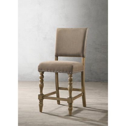 Birmingham 5-Pc Driftwood Table with Nail Head Chairs Counter Height Dining Set