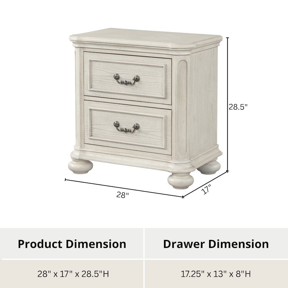 Nelson French Traditional 5-Piece Bedroom Set, Antique White, King