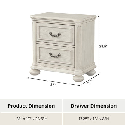 Nelson French Traditional 5-Piece Bedroom Set, Antique White, King