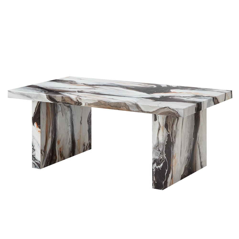 Cavira 3-Piece Faux Marble Coffee Table Set, Table and Two End Tables, Off-white