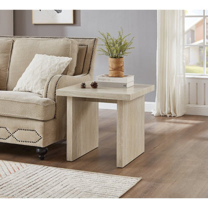 Cavira 3-Piece Faux Marble Coffee Table Set, Table and Two End Tables, Beige