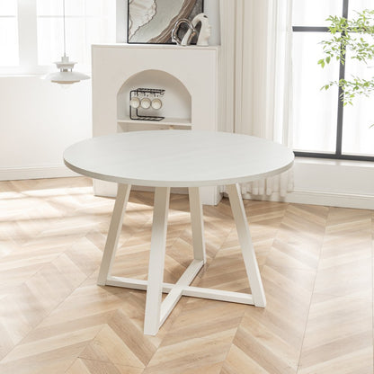 Varna 5-Pc Round Dining Set, Trestle Dining Table with 4 Chairs, Antique Gray