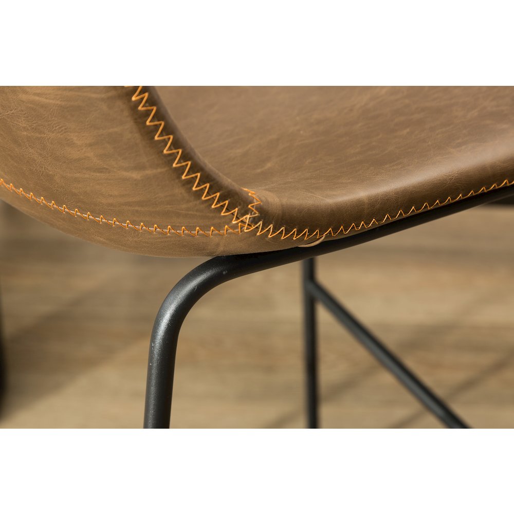 7-Piece Bar Height Antique Black Wood Dining Table, 6 Brown Faux Leather Chairs