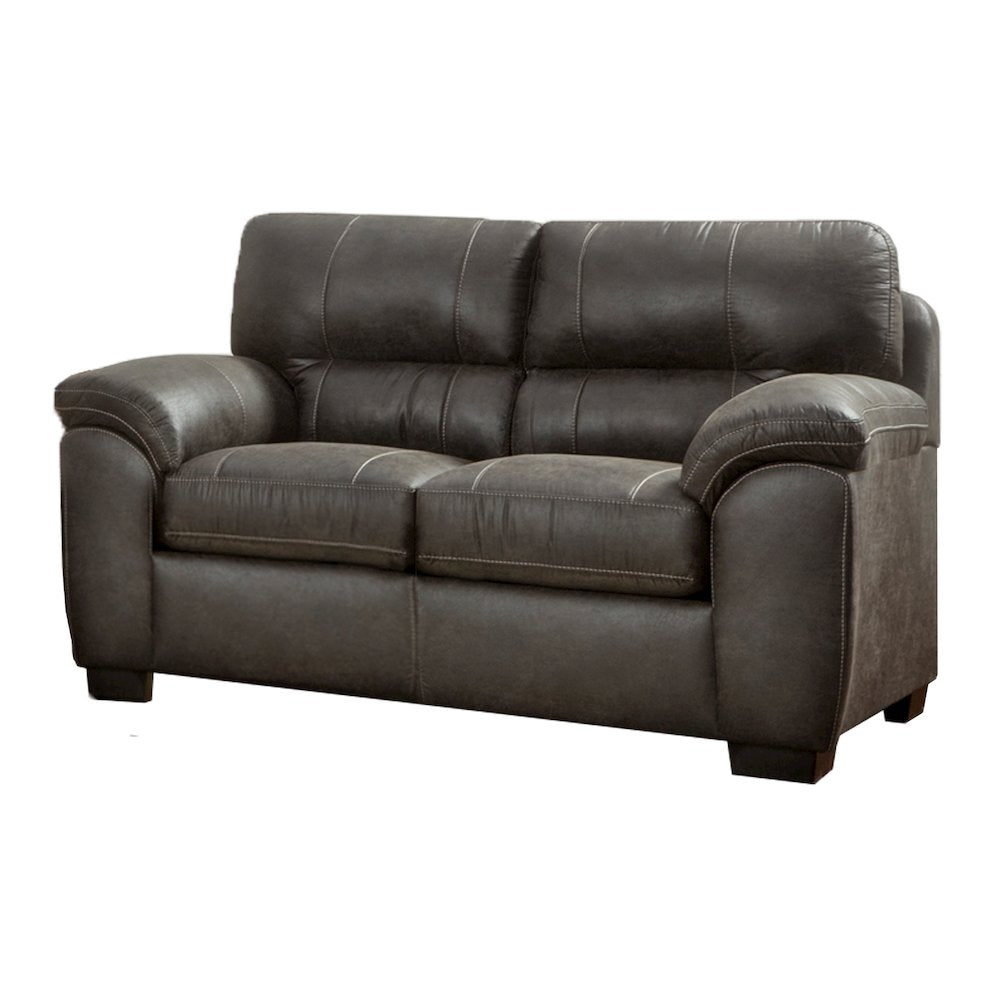 Tirana Contemporary Fabric Pillow-top Arm Loveseat in Sequoia Ash