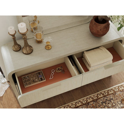 Tavari Contemporary 6-Drawer Wood Dresser with Mirror, Light Gray