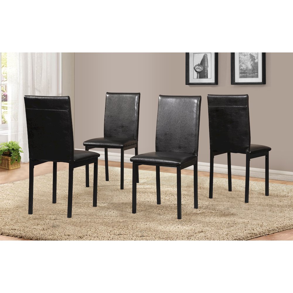 Citico 5-Pc Dinette Set with Laminated Faux Marble Top and 4 Black Chairs