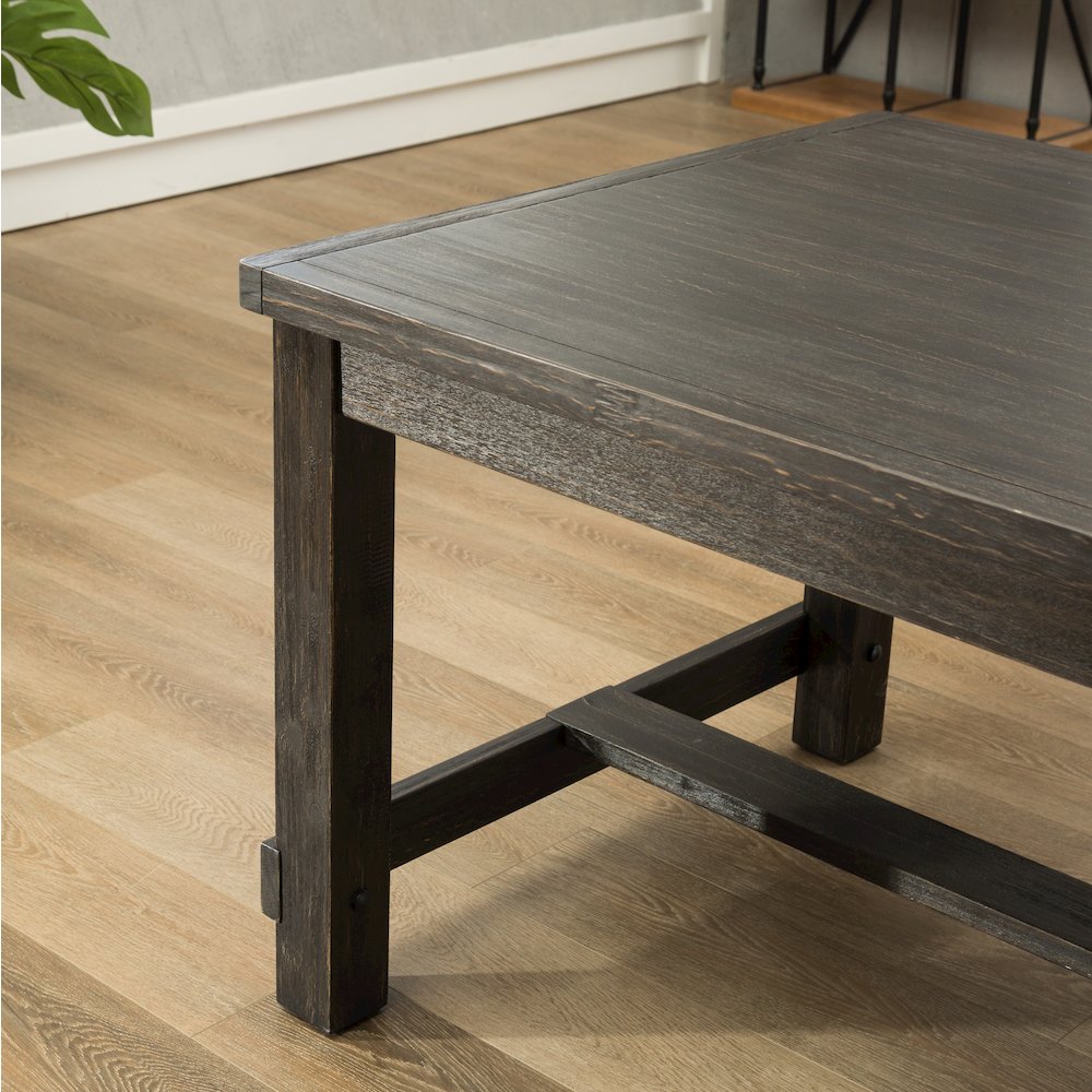 Leviton Antique Black Finished Wood Dining Set, Table with Four Chairs, Blue
