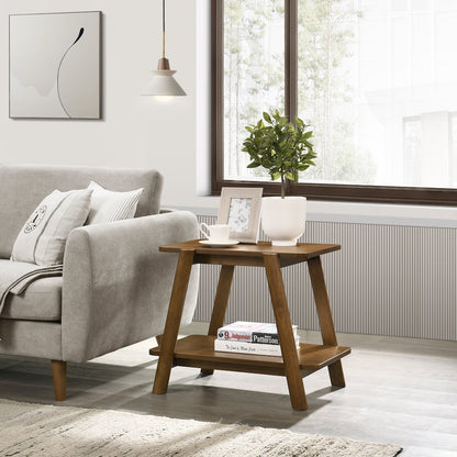 Metz Mid-Century Modern Wood Shelf 3-Pc Coffee Table Set, Walnut Finish