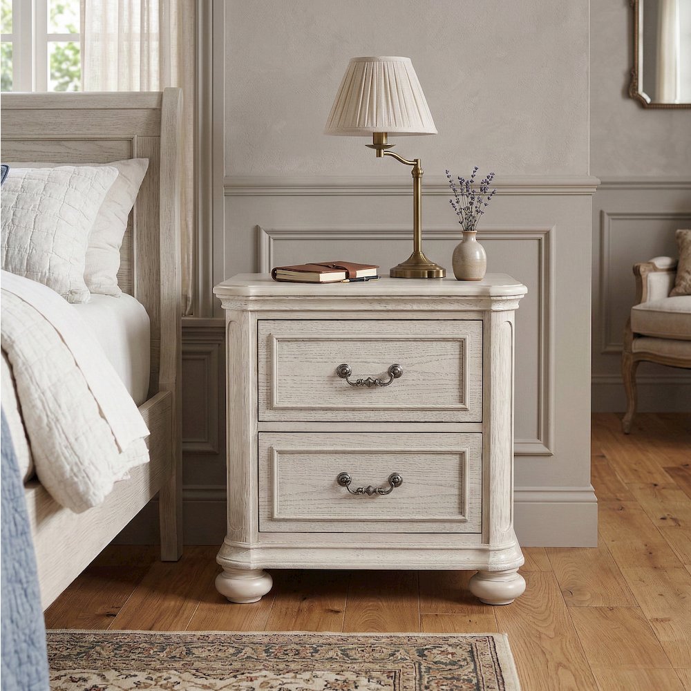 Nelson French Traditional 5-Piece Bedroom Set, Antique White, King