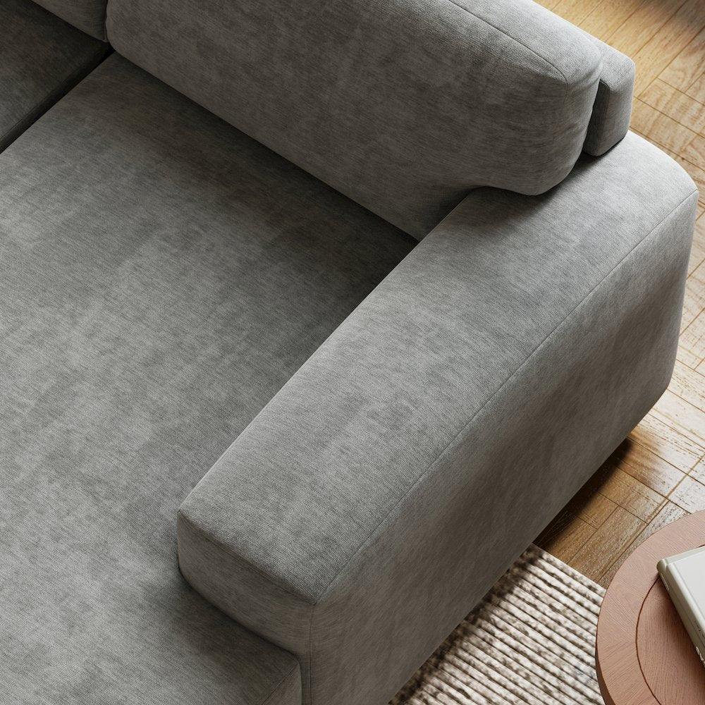 Arden Living Room Sofa Set with Convertible Sofa Chaise and Loveseat, Posh Gray