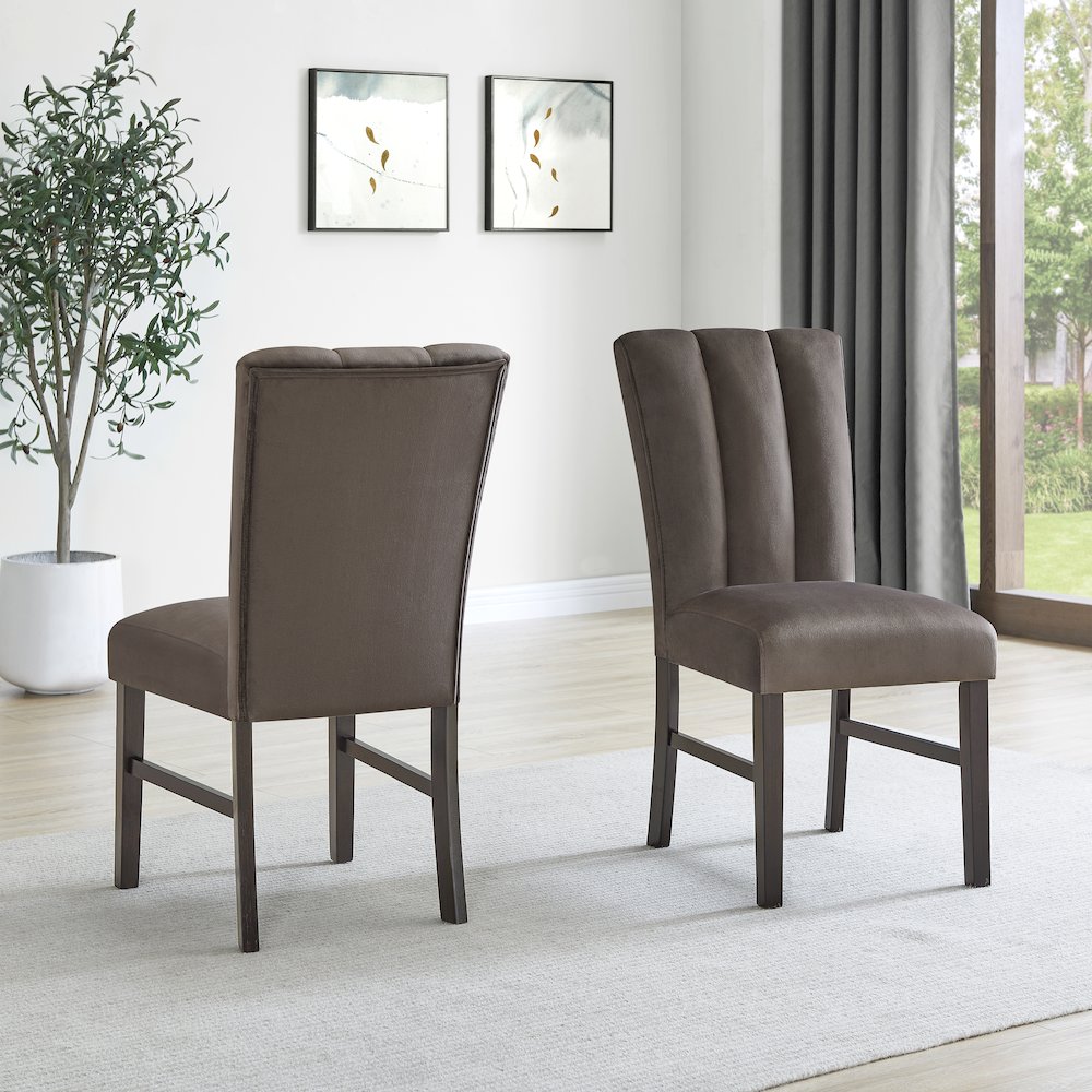 Madison 6-PC Dining Set, Slat-Fluted Table with 4 Chairs and a Bench, Chocolate