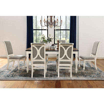 Belleza French Country 7-PC Dining Set in Antique White and Weathered Oak Finish