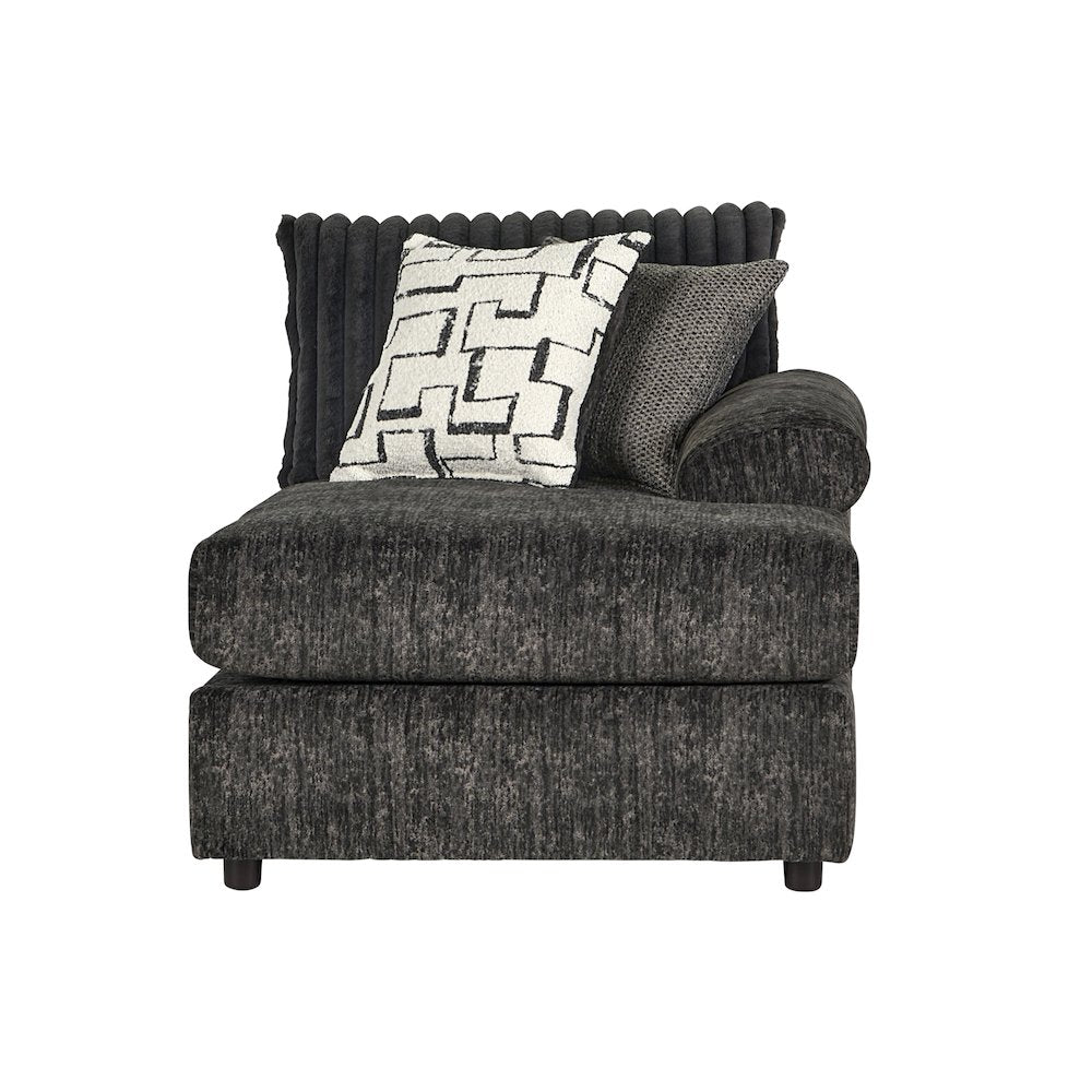 Nason Wide Wale Corduroy Sofa Chaise with Armchair and Ottoman, Charcoal