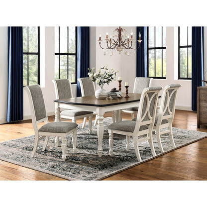 Belleza French Country 7-PC Dining Set in Antique White and Weathered Oak Finish