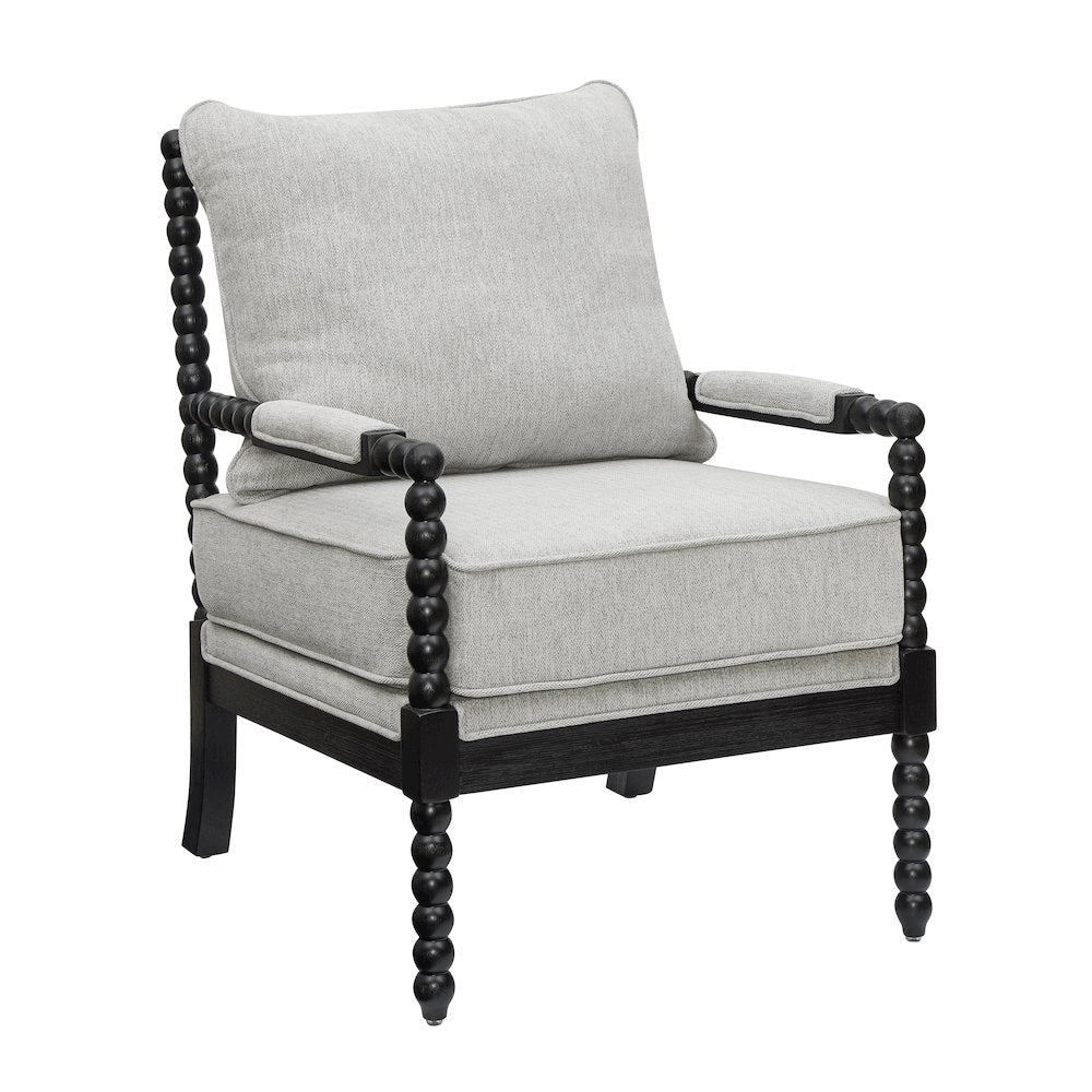 Belvoir Upholstered Spool Accent Chair, Gray with Black Finish