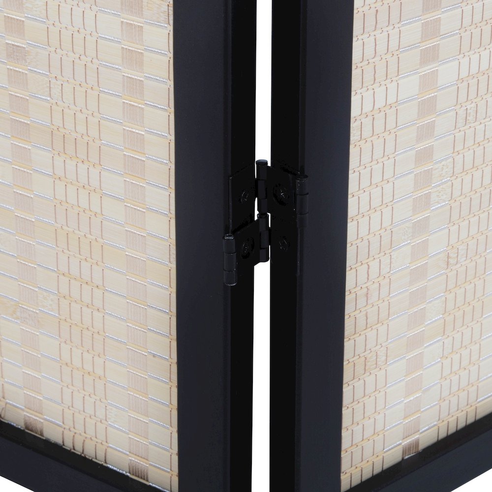 Inkwell 4-Panel Bamboo Room Divider, Folding Screen, Natural with Black Frame