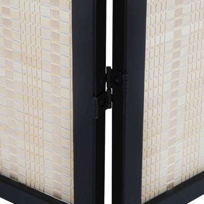 Inkwell 4-Panel Bamboo Room Divider, Folding Screen, Natural with Black Frame