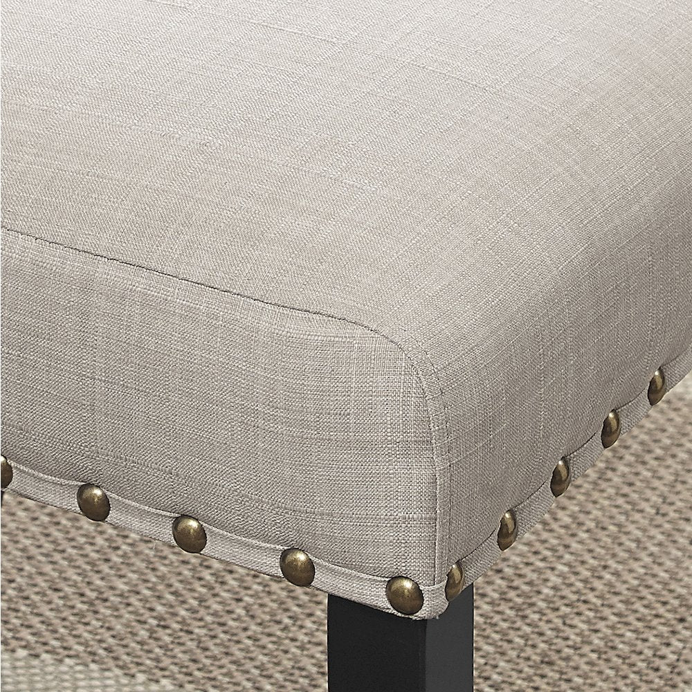 Biony Espresso Wood Dining Set with Tan Fabric Nailhead Chairs, 5-Pc