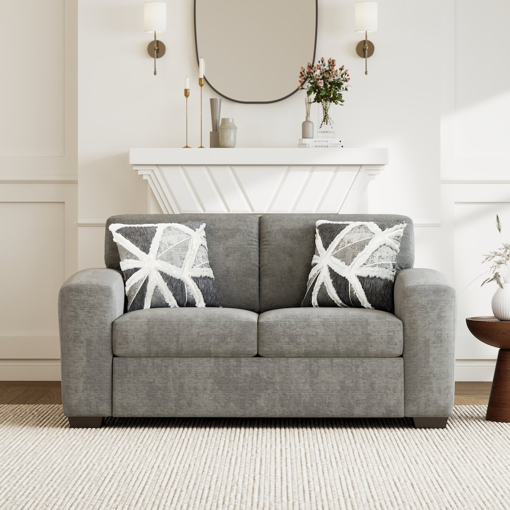 Arden Living Room Sofa Set with Convertible Sofa Chaise and Loveseat, Posh Gray