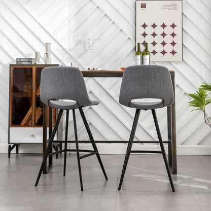 Porth Fabric Kitchen 28.25" Barstools, Set of 2, Gray