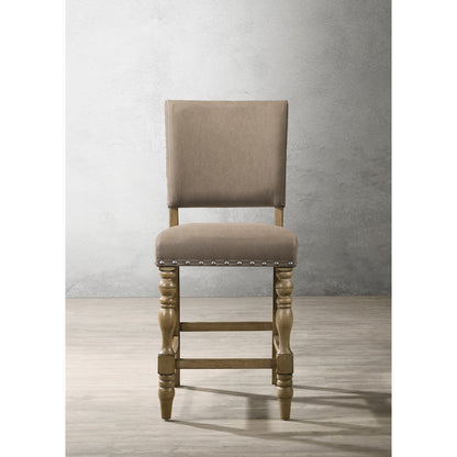 Birmingham 5-Pc Driftwood Table with Nail Head Chairs Counter Height Dining Set