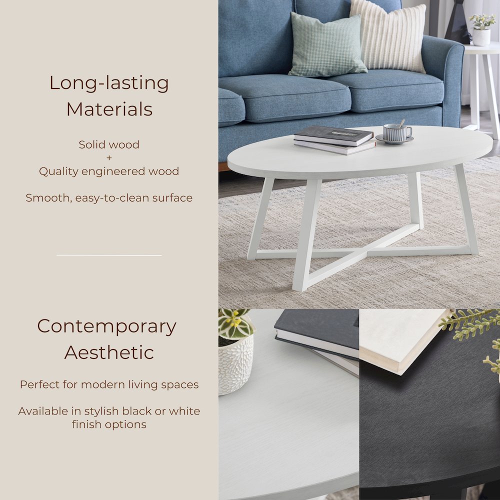 Modern Harmony Wood Oval Coffee Table
