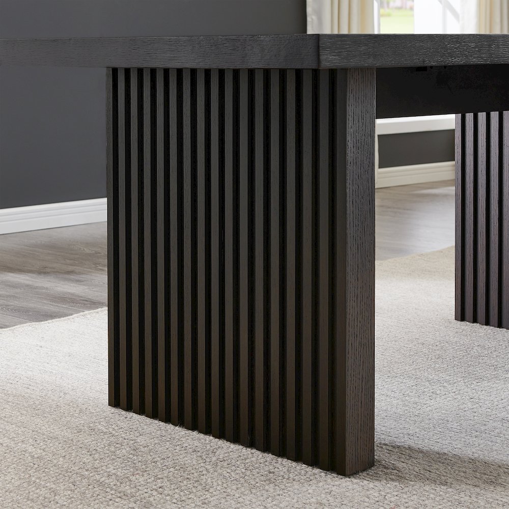 Madison Contemporary Dining Table, Slat-Fluted Base, Espresso