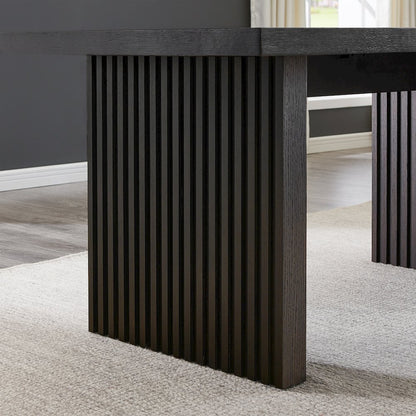 Madison Contemporary Dining Table, Slat-Fluted Base, Espresso