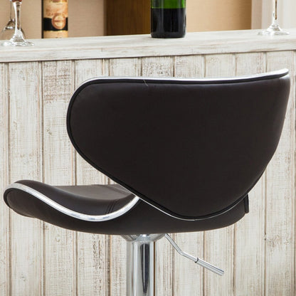 Masaccio Brown Leatherette Adjustable Swivel Barstool Chrome Base, Set of 2