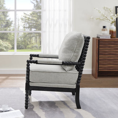 Belvoir Upholstered Spool Accent Chair, Gray with Black Finish