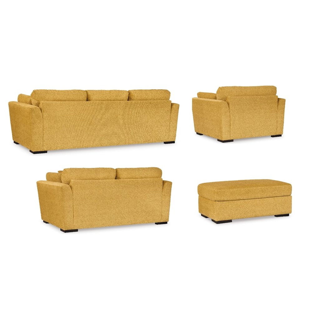 Clareen 4-Pc Living Room Set, Sofa Loveseat Cutler Chair and Ottoman, Sunflower