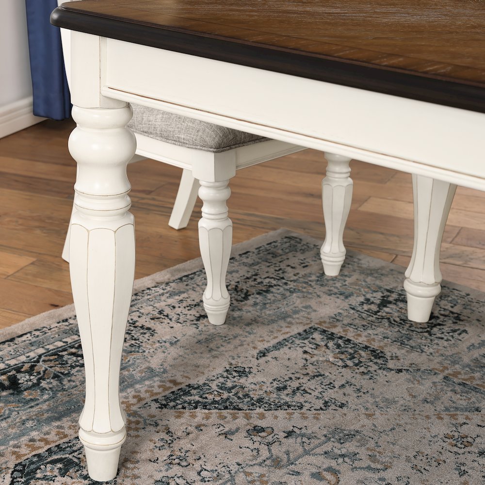Belleza French Country 7-PC Dining Set in Antique White and Weathered Oak Finish