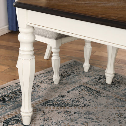 Belleza French Country 7-PC Dining Set in Antique White and Weathered Oak Finish