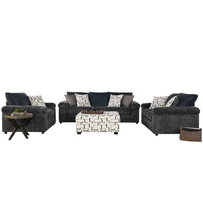 Nason Wide Wale Corduroy Living Room 4-Piece Sofa Set, Charcoal
