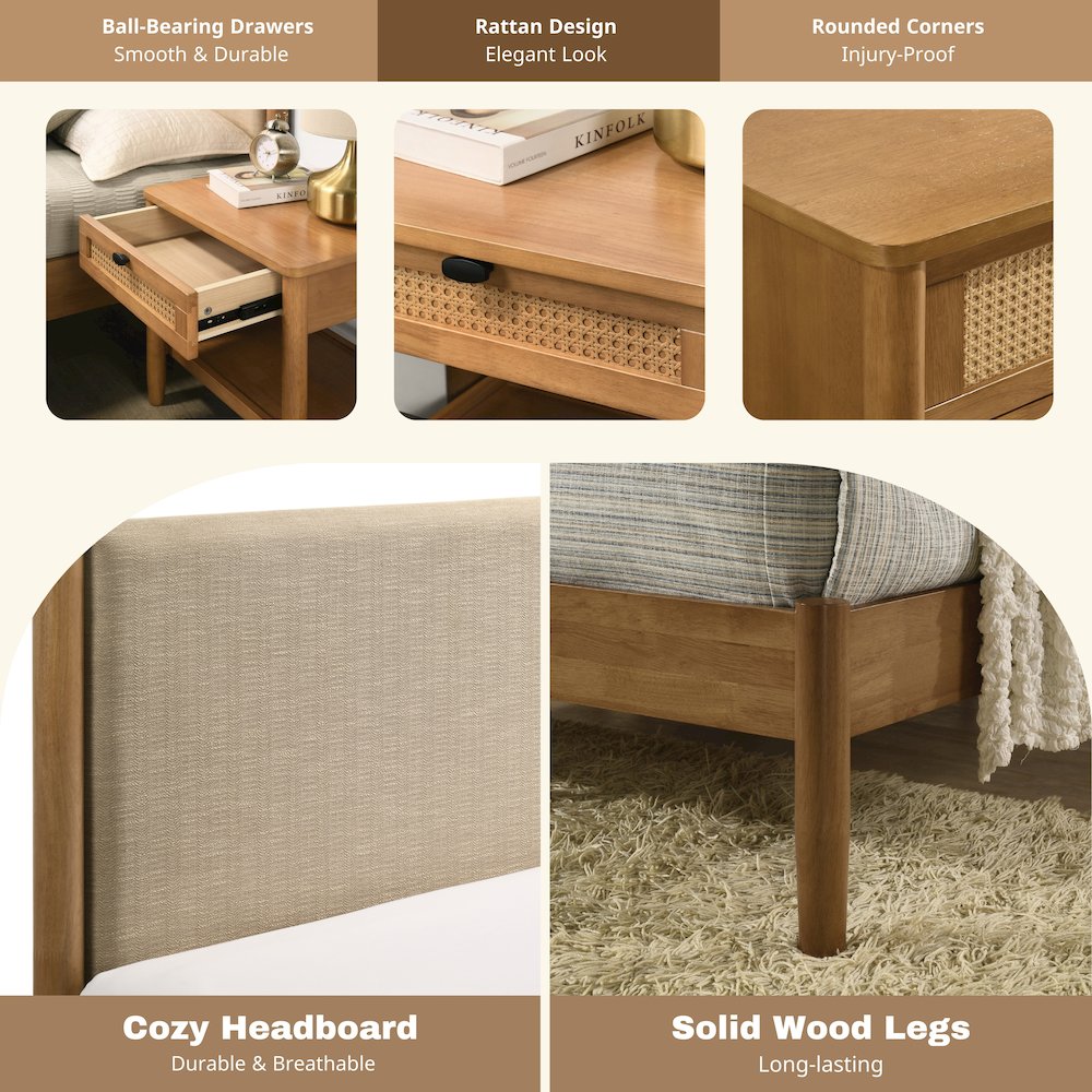 Vichy 5-Pc Bedroom Set with Queen Bed, Dresser, Mirror, Nightstand, Chest