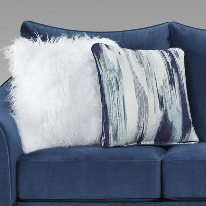 Camero Fabric Pillowback 4-Piece Sofa Set in Navy Blue